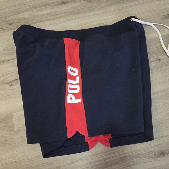 Polo Ralph Lauren Womens Sweatshorts Blue Red White Spellout XXL - Picture 6 of 13